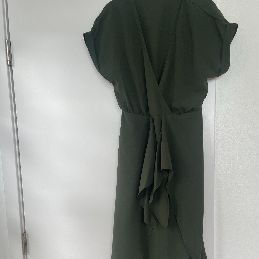 Cupshe, Live Life on‎ The Beach, V-Neck Ruffle High-Low Dress, Olive, Small, NWT